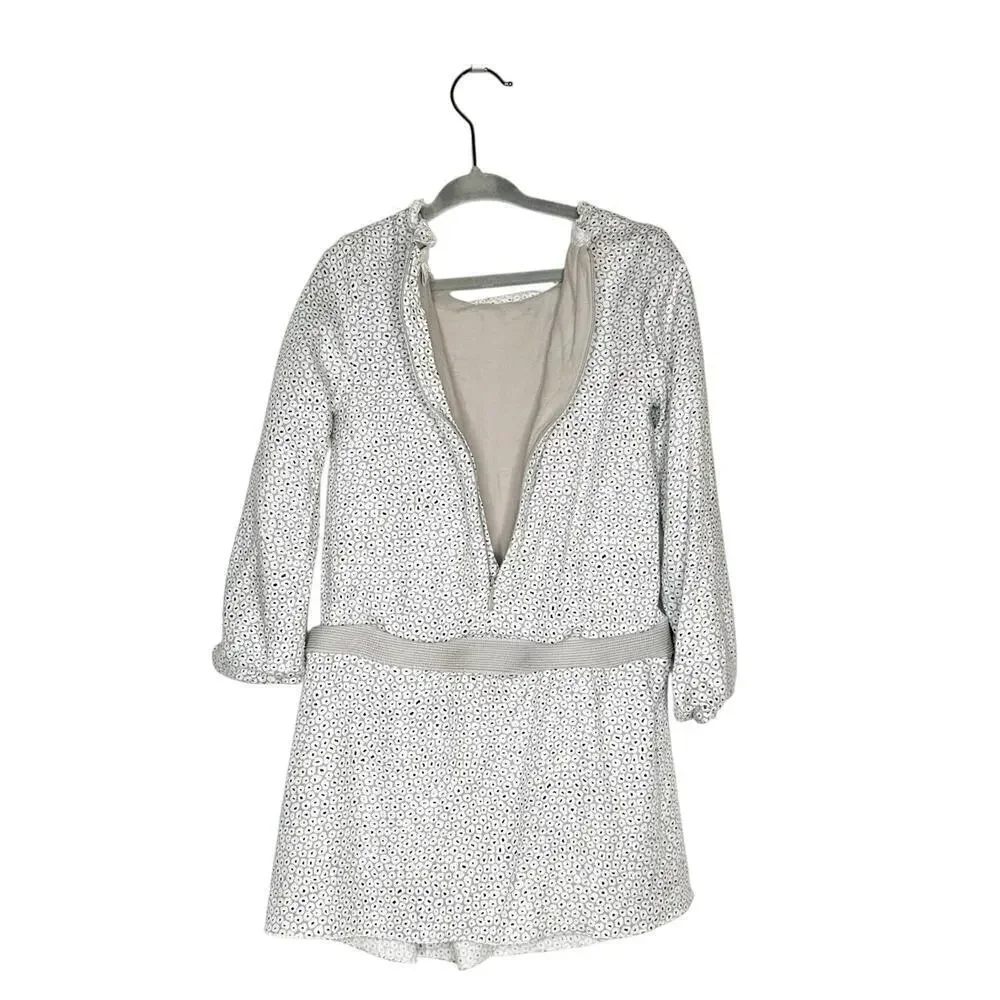 Chloe Girl's Drop Waist Long Sleeve Bow Dress Gray White Size 6